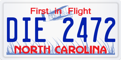NC license plate DIE2472
