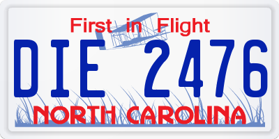 NC license plate DIE2476