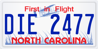 NC license plate DIE2477