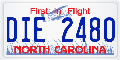 NC license plate DIE2480