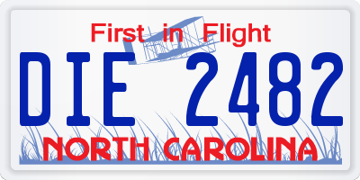 NC license plate DIE2482