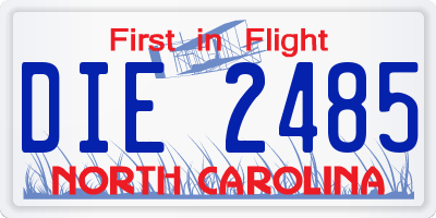 NC license plate DIE2485
