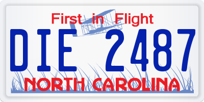 NC license plate DIE2487