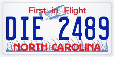 NC license plate DIE2489