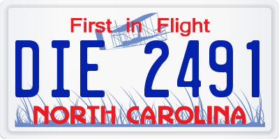 NC license plate DIE2491