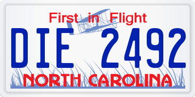 NC license plate DIE2492