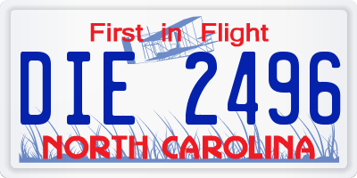 NC license plate DIE2496