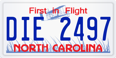 NC license plate DIE2497