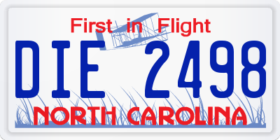 NC license plate DIE2498