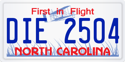 NC license plate DIE2504