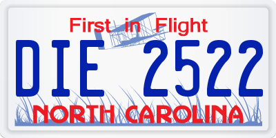NC license plate DIE2522