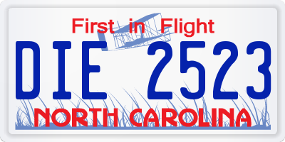 NC license plate DIE2523
