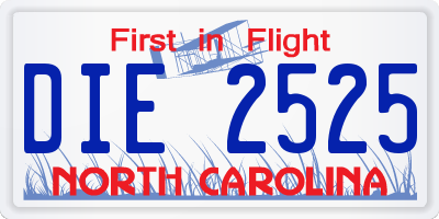 NC license plate DIE2525