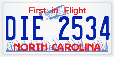 NC license plate DIE2534