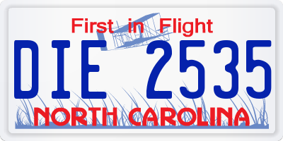 NC license plate DIE2535