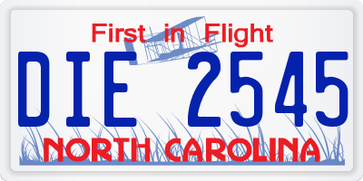 NC license plate DIE2545