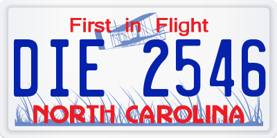 NC license plate DIE2546