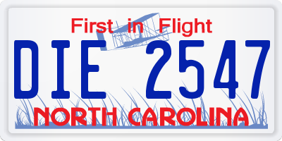 NC license plate DIE2547