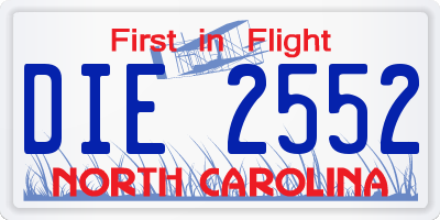 NC license plate DIE2552