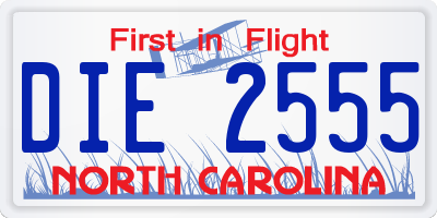 NC license plate DIE2555