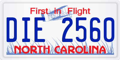 NC license plate DIE2560