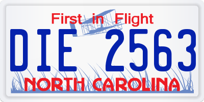 NC license plate DIE2563