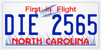 NC license plate DIE2565
