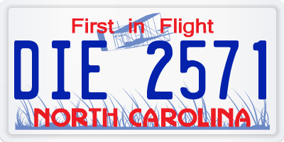 NC license plate DIE2571