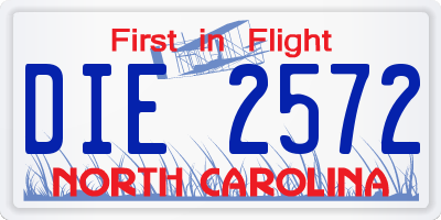 NC license plate DIE2572