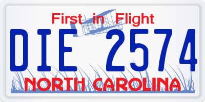 NC license plate DIE2574