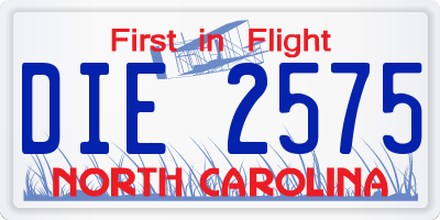 NC license plate DIE2575