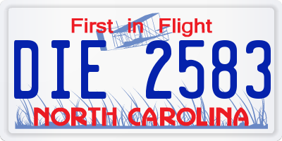 NC license plate DIE2583