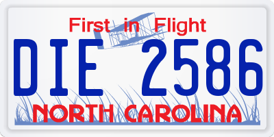 NC license plate DIE2586
