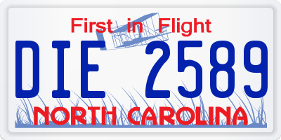 NC license plate DIE2589