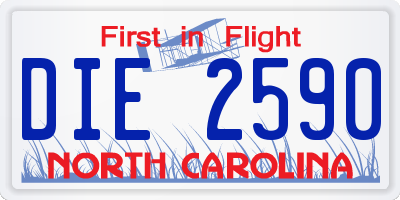 NC license plate DIE2590