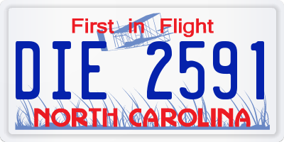 NC license plate DIE2591