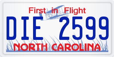 NC license plate DIE2599