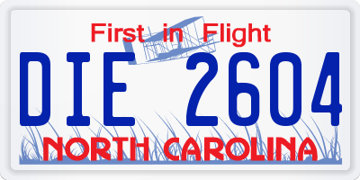 NC license plate DIE2604