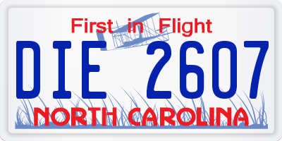 NC license plate DIE2607