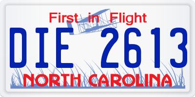 NC license plate DIE2613
