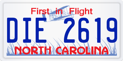 NC license plate DIE2619