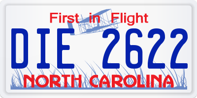 NC license plate DIE2622