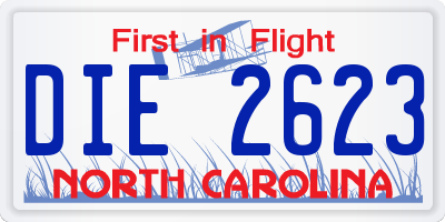 NC license plate DIE2623