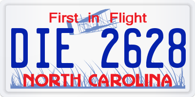 NC license plate DIE2628