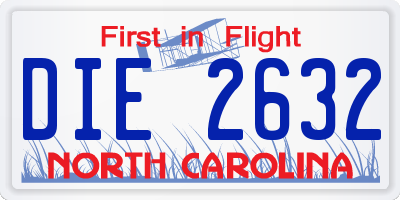 NC license plate DIE2632