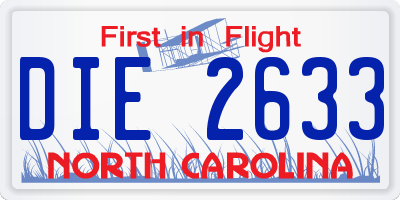 NC license plate DIE2633