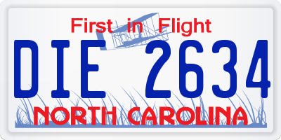 NC license plate DIE2634