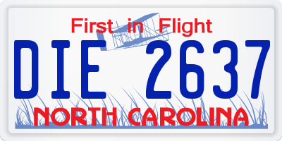 NC license plate DIE2637