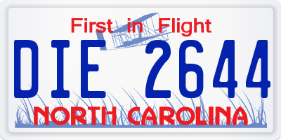 NC license plate DIE2644