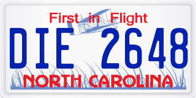 NC license plate DIE2648
